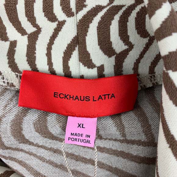 ECKHAUS LATTA Beige Brown Print Viscose Blend Turtleneck Pullover - Picture 7 of 8